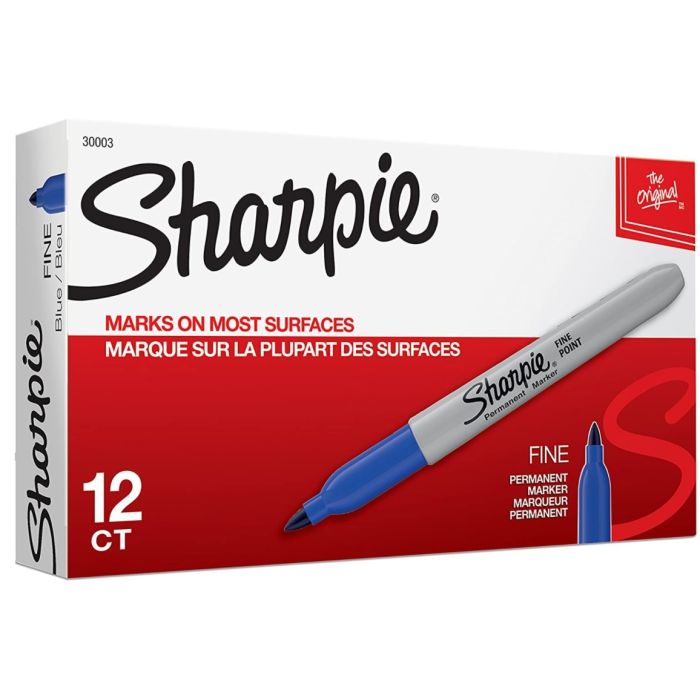 Sharpie 30003 Permanent Marker - Fine - 12 Pack - Blue (CLOSEOUT)