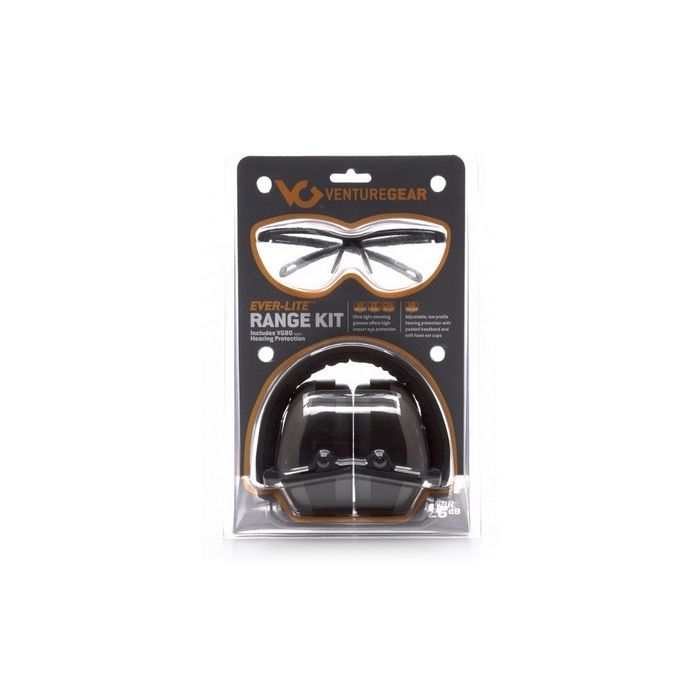 Venture Gear Range Kit ,PM8010 Earmuff with Ever-Lite Black Frame and Clear Lens (CLOSEOUT)