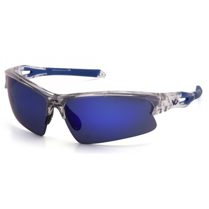 Venture Gear VGSC1665T Monteagle Safety Glasses - Ice Blue Mirror Anti-Fog Lens - Clear Frame 