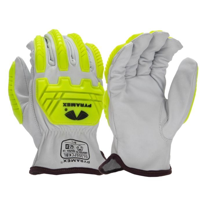Pyramex GL3007CKB Premium Grain Goatskin Leather Driver Gloves - HPPE 360 A6 Cut Liner / Impact Rating 2 - Pair