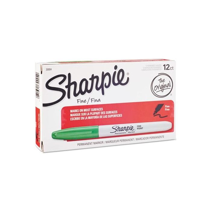 Sharpie 30004 Permanent Marker - Fine - 12 Pack - Green (CLOSEOUT)